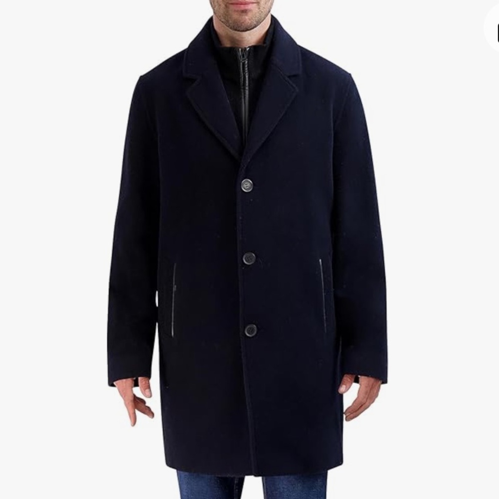 Cole Haan Wool Plush Car Coat - Navy Size Xl